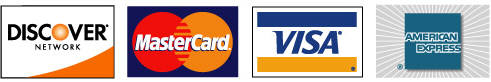 We accept Visa MasterCard Discover and American Express
